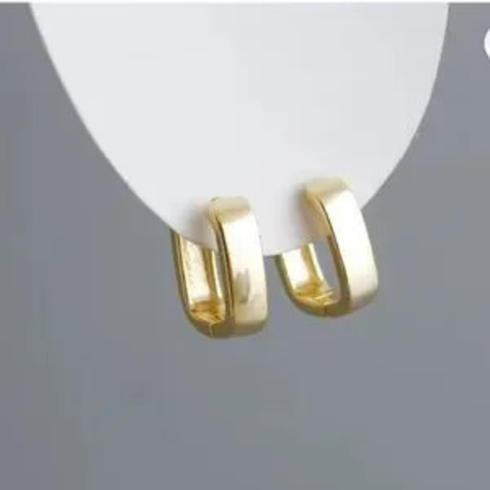 925 Sterling Silver Gold Plated Square Earrings